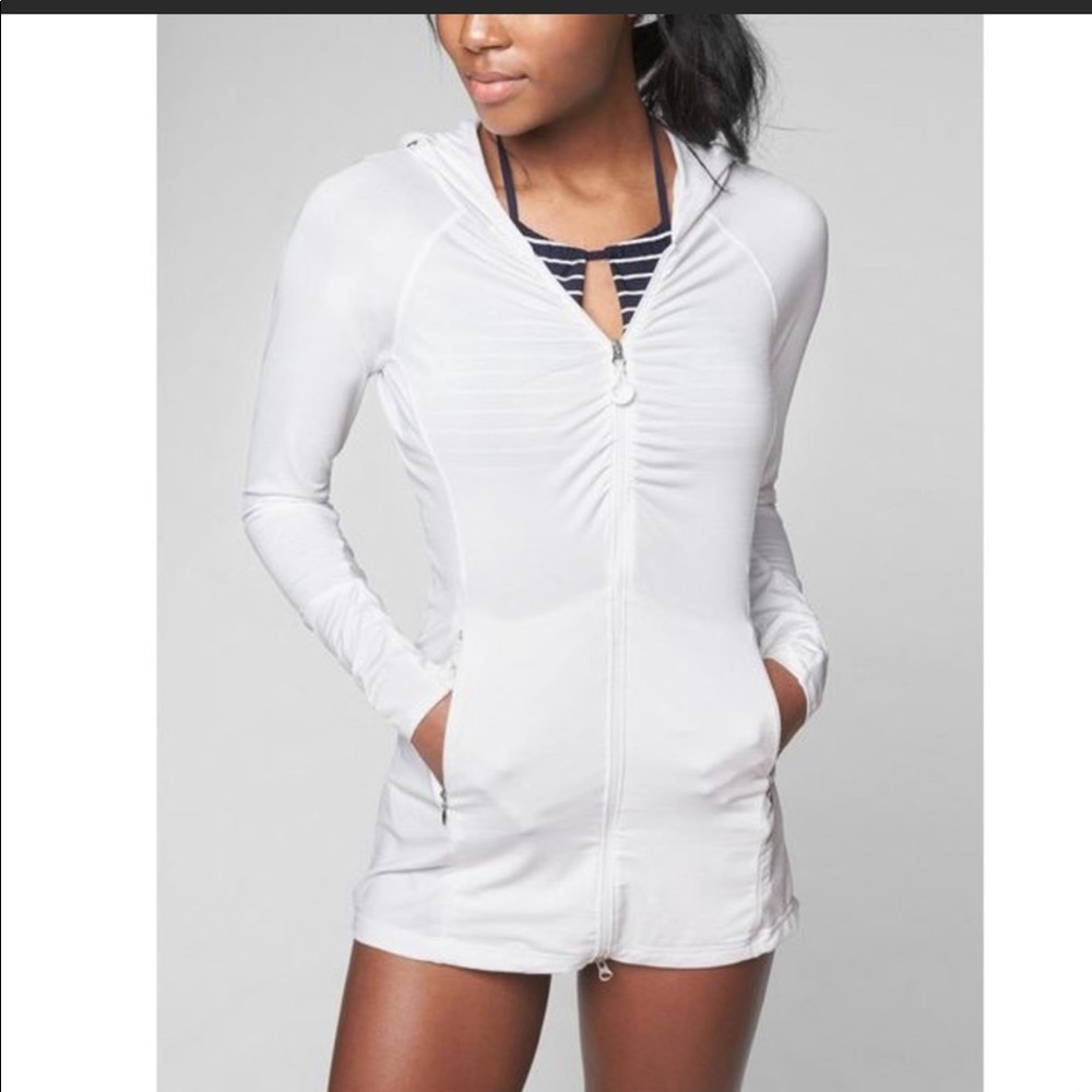 ATHLETA Vitamin Sea White Zip Up Jacket Sz L